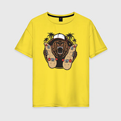 Женская футболка оверсайз Медведь со скейтбордами