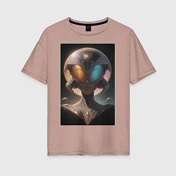 Женская футболка оверсайз Космос: путешественник с далеких планет