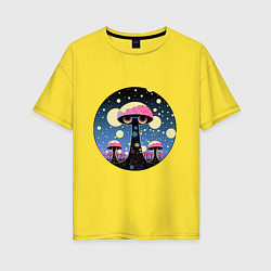 Женская футболка оверсайз Космические грибы с глазами