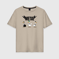 Женская футболка оверсайз Гуси metal