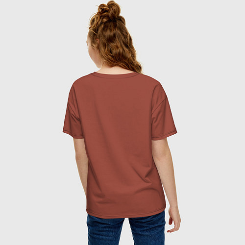 Женская футболка оверсайз Пальмы и неоновые огни / Кирпичный – фото 4
