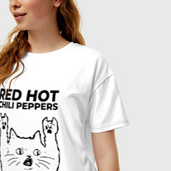 Футболка оверсайз женская Red Hot Chili Peppers - rock cat, цвет: белый — фото 2