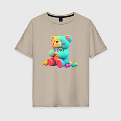 Женская футболка оверсайз Медвежонок в ярких красках