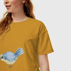Футболка оверсайз женская Синяя птица, цвет: горчичный — фото 2