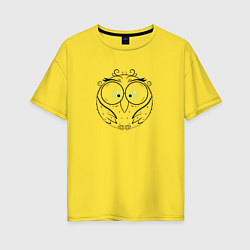 Футболка оверсайз женская Круглая сова, цвет: желтый