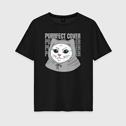 Футболка оверсайз женская Purrfect cover, цвет: черный