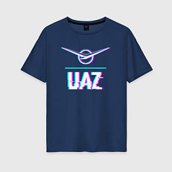 Женская футболка оверсайз Значок UAZ в стиле glitch