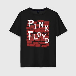 Футболка оверсайз женская Рок музыка pink floyd стена, цвет: черный