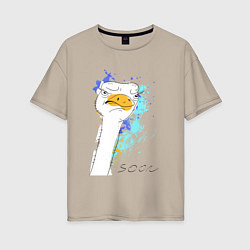 Женская футболка оверсайз Злобный страус: soon