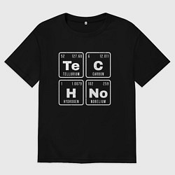 Футболка оверсайз женская Техно элементы, цвет: черный