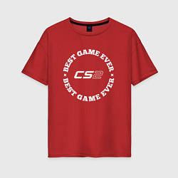 Женская футболка оверсайз Символ Counter Strike 2 и круглая надпись best gam