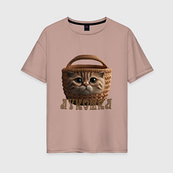 Женская футболка оверсайз Кошка лукошка мем