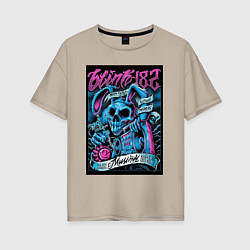 Футболка оверсайз женская Blink 182 рок группа, цвет: миндальный