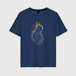 Женская футболка оверсайз Burning astronaut