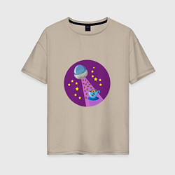 Женская футболка оверсайз Космический кофе