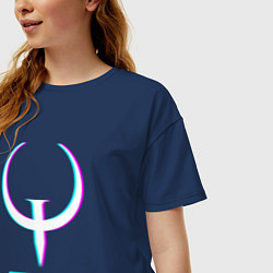 Футболка оверсайз женская Quake в стиле glitch и баги графики, цвет: тёмно-синий — фото 2