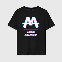 Женская футболка оверсайз Asking Alexandria glitch rock