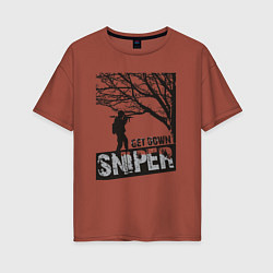 Женская футболка оверсайз Get down sniper