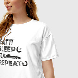 Футболка оверсайз женская Eat sleep F1, цвет: белый — фото 2