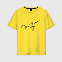 Футболка оверсайз женская Джон Леннон - автограф, цвет: желтый