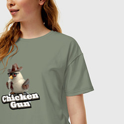 Футболка оверсайз женская Chicken Gun illustration, цвет: авокадо — фото 2