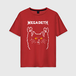 Футболка оверсайз женская Megadeth rock cat, цвет: красный