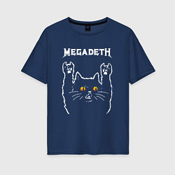 Футболка оверсайз женская Megadeth rock cat, цвет: тёмно-синий