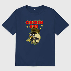 Футболка оверсайз женская Chicken Gun - игра, цвет: тёмно-синий
