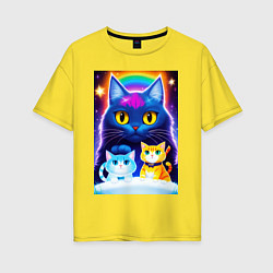 Женская футболка оверсайз Три кота магических