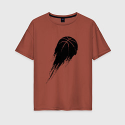 Женская футболка оверсайз Черный силуэт баскетбольного мяча