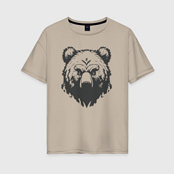 Женская футболка оверсайз Бурый медведь
