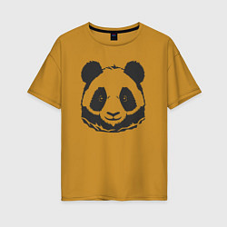 Футболка оверсайз женская Панда бамбуковый медведь, цвет: горчичный