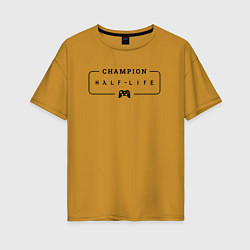 Женская футболка оверсайз Half-Life gaming champion: рамка с лого и джойстик