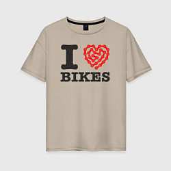 Женская футболка оверсайз Я люблю велосипеды
