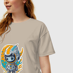 Футболка оверсайз женская Маленький инопланетянин, цвет: миндальный — фото 2