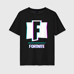 Женская футболка оверсайз Fortnite в стиле glitch и баги графики