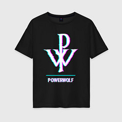 Женская футболка оверсайз Powerwolf glitch rock