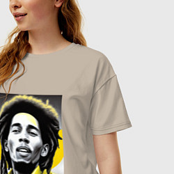 Футболка оверсайз женская Bob Marley Digital Art, цвет: миндальный — фото 2