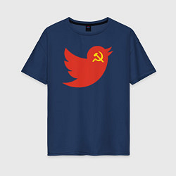 Футболка оверсайз женская Птичка СССР, цвет: тёмно-синий