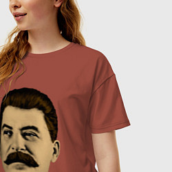 Футболка оверсайз женская Сталин СССР, цвет: кирпичный — фото 2