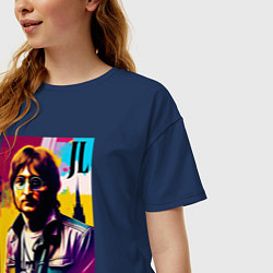 Футболка оверсайз женская John Lennon - world legend, цвет: тёмно-синий — фото 2