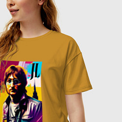 Футболка оверсайз женская John Lennon - world legend, цвет: горчичный — фото 2
