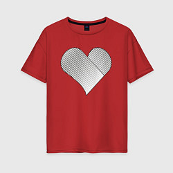 Женская футболка оверсайз Сердце с черными линиями