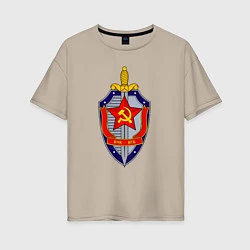 Футболка оверсайз женская ВЧК КГБ, цвет: миндальный
