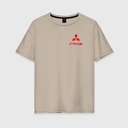 Футболка оверсайз женская Mitsubishi motors sign, цвет: миндальный