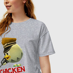 Футболка оверсайз женская Chicken Gun logo, цвет: меланж — фото 2
