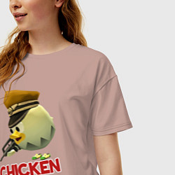 Футболка оверсайз женская Chicken Gun logo, цвет: пыльно-розовый — фото 2