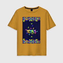 Женская футболка оверсайз Тетрис цветной