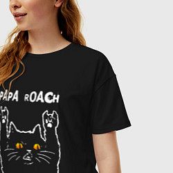 Футболка оверсайз женская Papa Roach rock cat, цвет: черный — фото 2