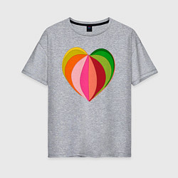 Женская футболка оверсайз Цветное сердечко